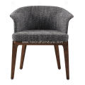 Grey cotton linen and leather Designer single chairs